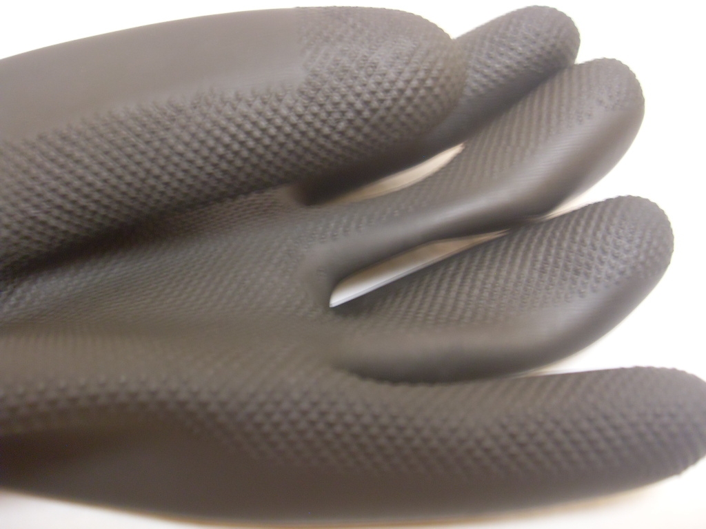 Unlined Latex Rubber Black Diamond Grip Gloves - Pair