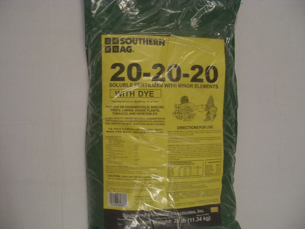 20-20-20 + Minor Soluble Fertilizer with Dye - 25 Lb